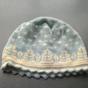 Elegant Blue and Cream Knit Beanie